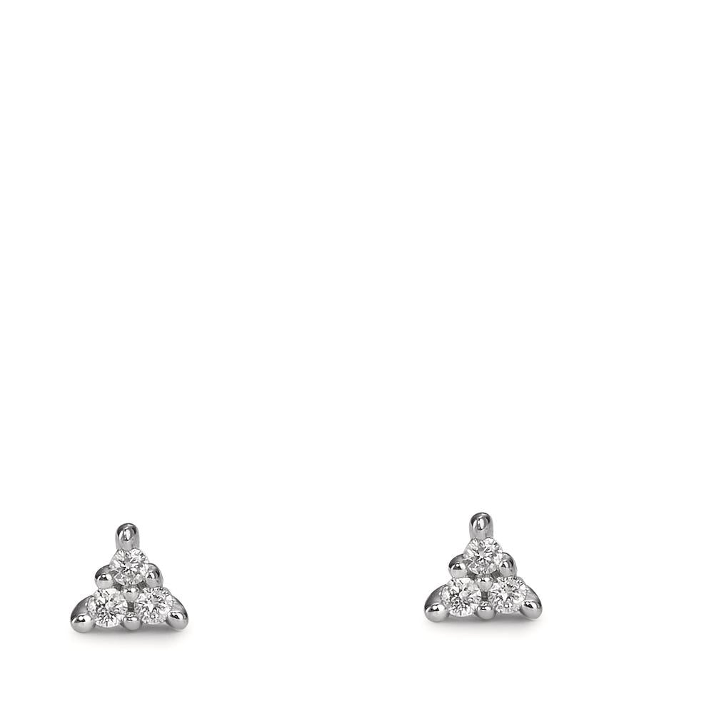 Pendientes 750/oro blanco de 18 quilates Diamante 0.05 ct, 6 piedras, w-pi1 Ø3.5 mm