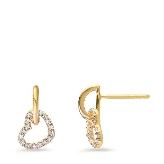 Pendientes Oro amarillo de 585/14 kt. Circonita Corazón