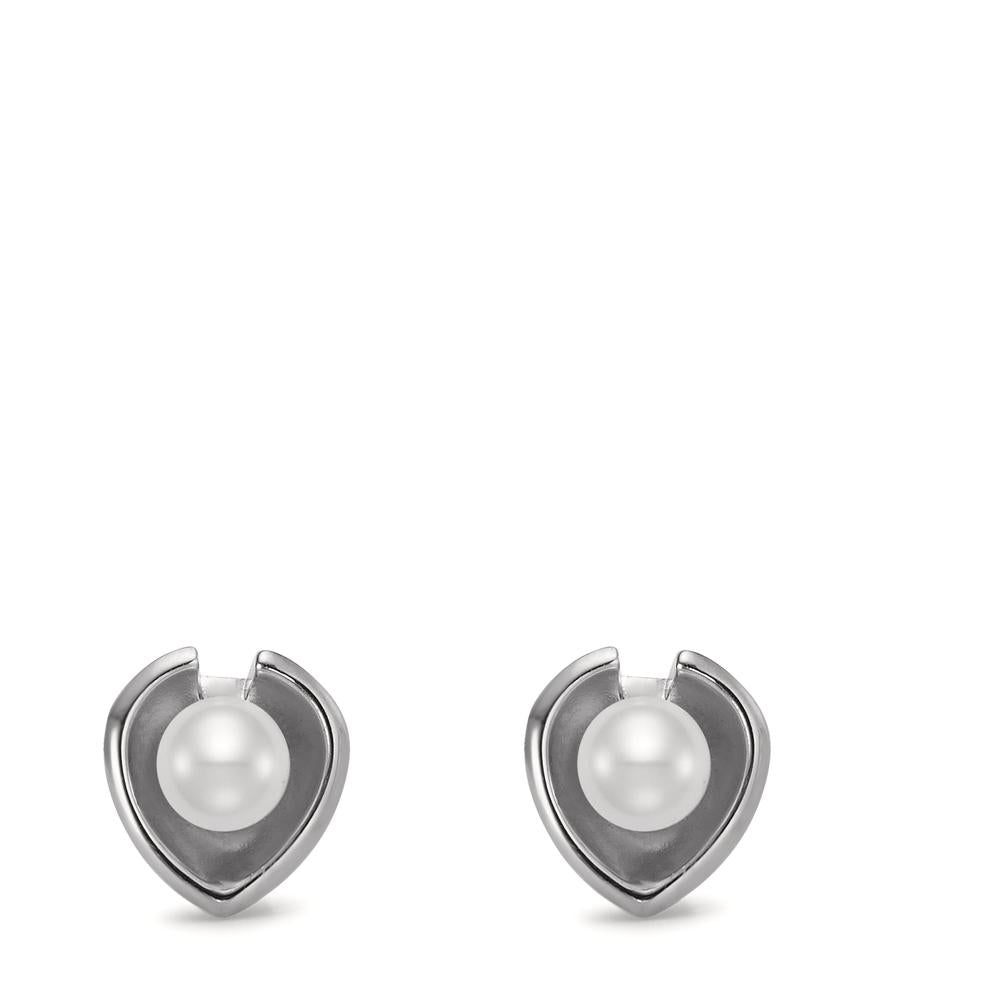 Pendientes Plata Rodio plateado Perla cultivada de agua dulce Ø8 mm