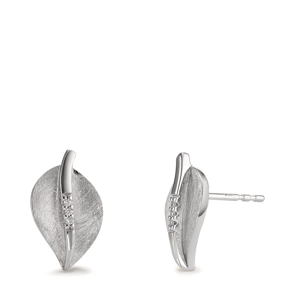 Pendientes 750/oro blanco de 18 quilates Diamante 0.02 ct, 6 piedras, w-si Hoja