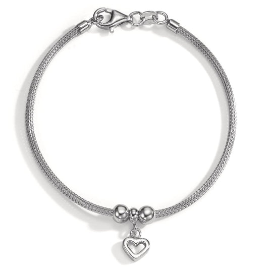 Pulsera Plata Rodio plateado Corazón 18.5 cm