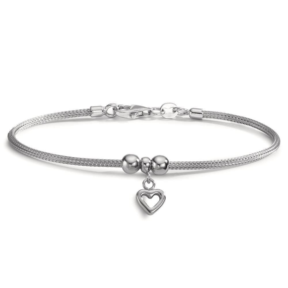 Pulsera Plata Rodio plateado Corazón 18.5 cm