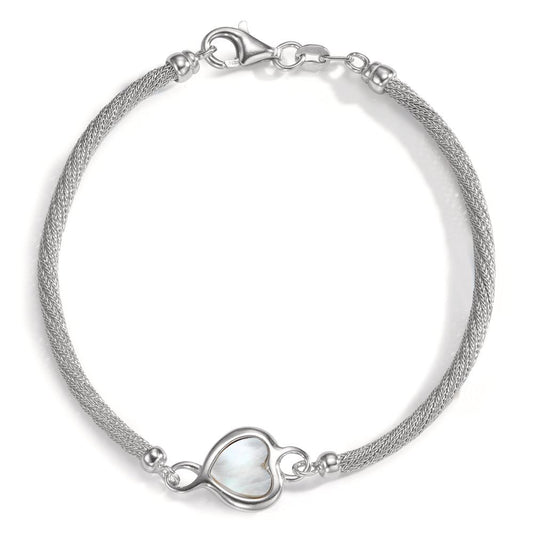 Pulsera Plata Rodio plateado Madre perla Corazón 19 cm