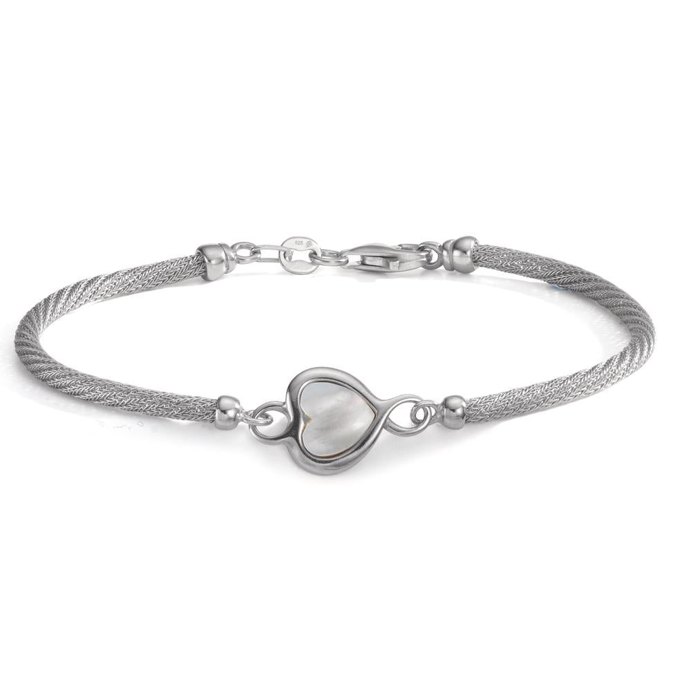 Pulsera Plata Rodio plateado Madre perla Corazón 19 cm