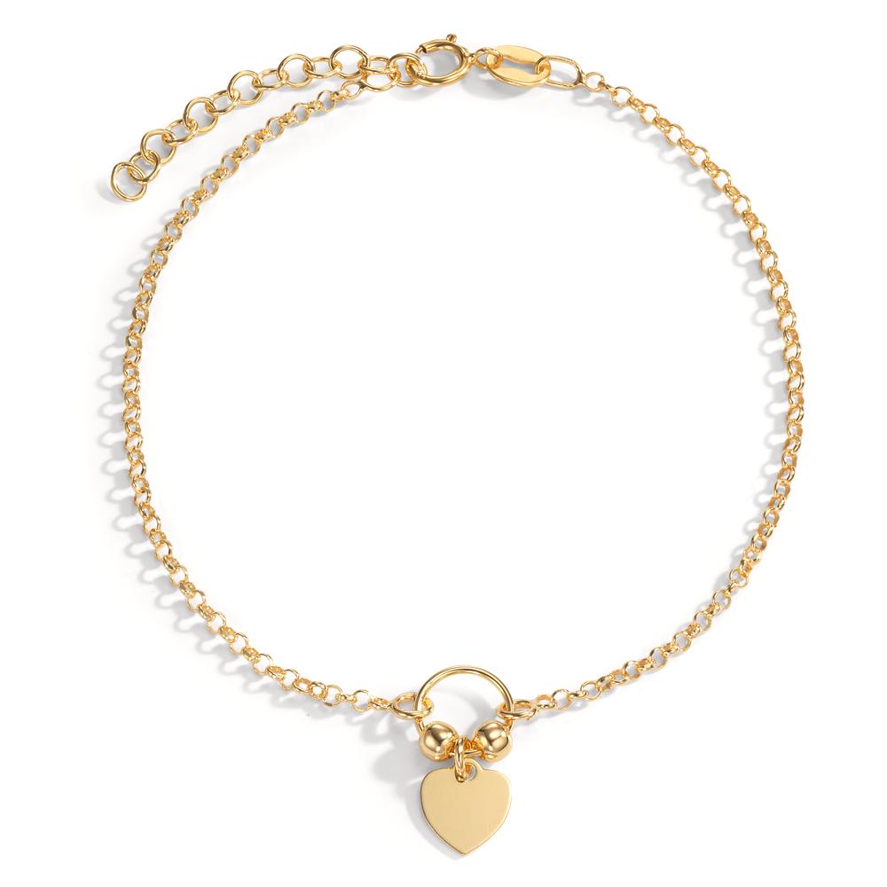 Pulsera Plata Amarillo Dorado Corazón 17-20 cm