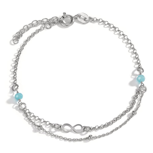 Pulsera Plata Cristal agua, 2 piedras Rodio plateado Infinito 17-20 cm