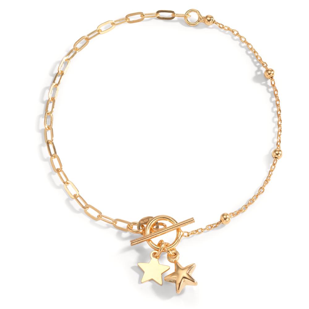 Pulsera Plata Amarillo Dorado estrella 19 cm