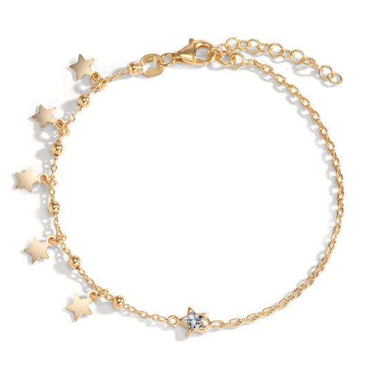 Pulsera Plata Amarillo Dorado estrella 17-20 cm