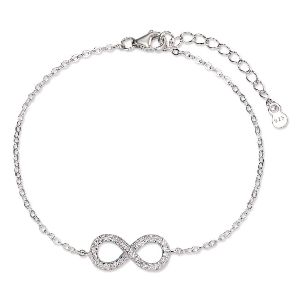 Pulsera Plata Circonita Rodio plateado Infinito 17-20 cm