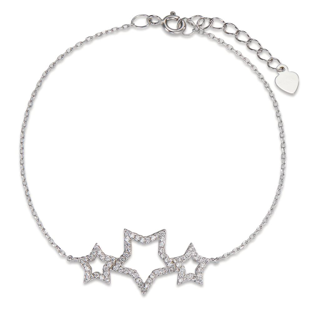 Pulsera Plata Circonita Rodio plateado estrella 17-20 cm