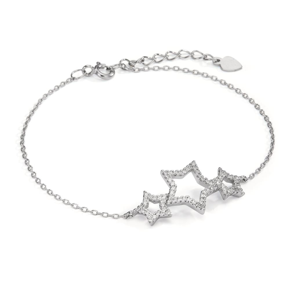 Pulsera Plata Circonita Rodio plateado estrella 17-20 cm