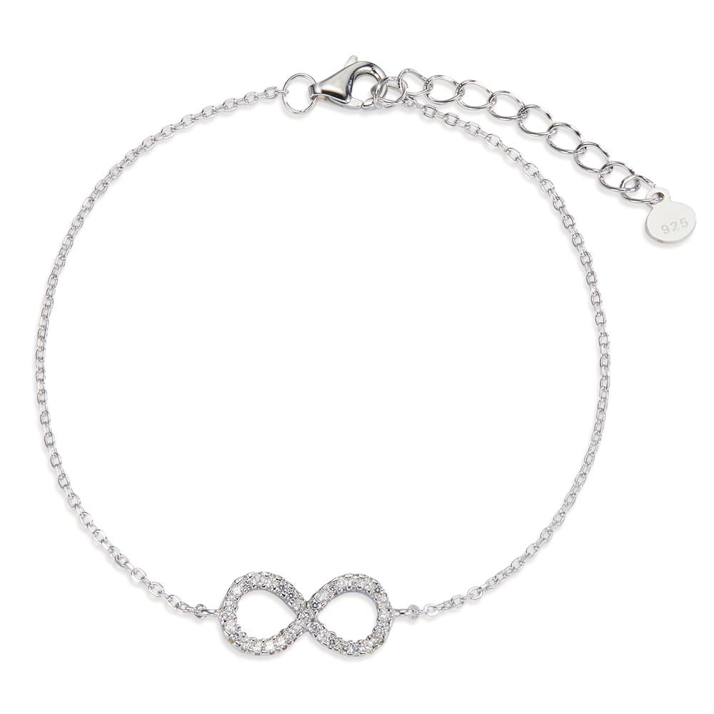 Pulsera Plata Circonita Rodio plateado Infinito 17-20 cm