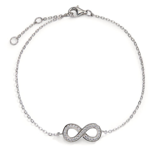 Pulsera Plata Circonita Rodio plateado Infinito 17-20 cm