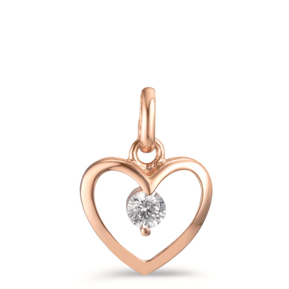 Colgante Plata Circonita Rosa Dorado Corazón Ø10 mm