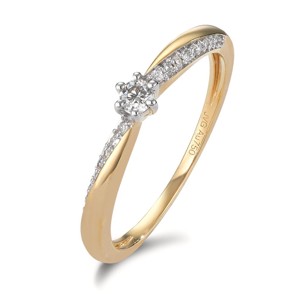 Anillo solitario 750/oro amarillo de 18 quilates Diamante 0.15 ct, 21 piedras, w-si