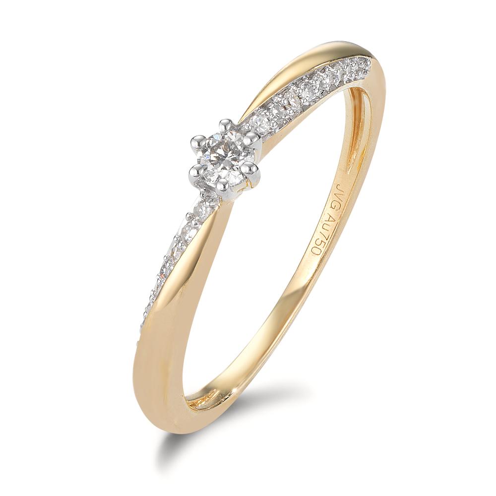 Anillo solitario 750/oro amarillo de 18 quilates Diamante 0.15 ct, 21 piedras, w-si