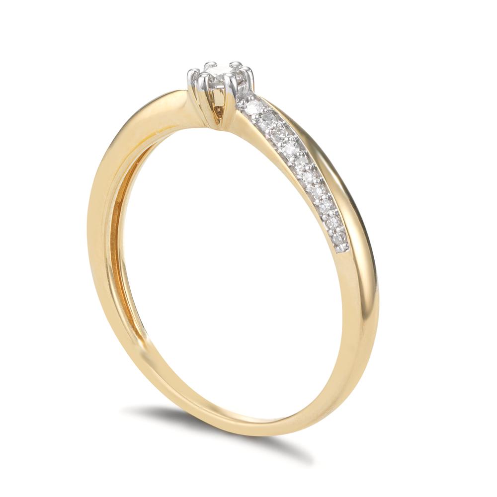 Anillo solitario 750/oro amarillo de 18 quilates Diamante 0.15 ct, 21 piedras, w-si