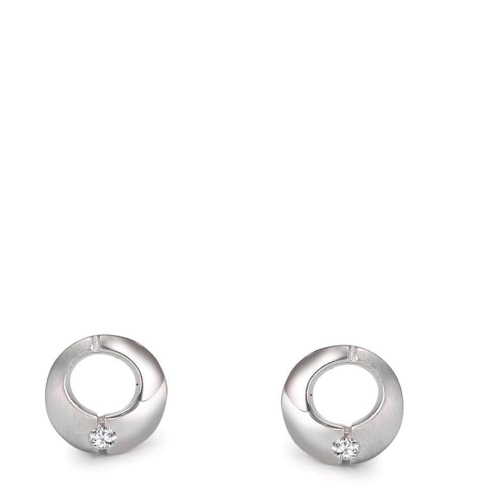 Pendientes 750/oro blanco de 18 quilates Circonita 2 piedras Ø6.5 mm