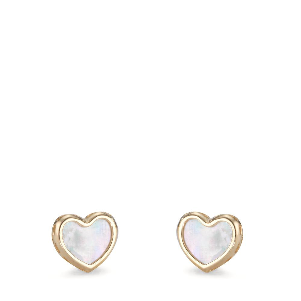 Pendientes Oro amarillo de 375/9K Madre perla Corazón Ø5.5 mm