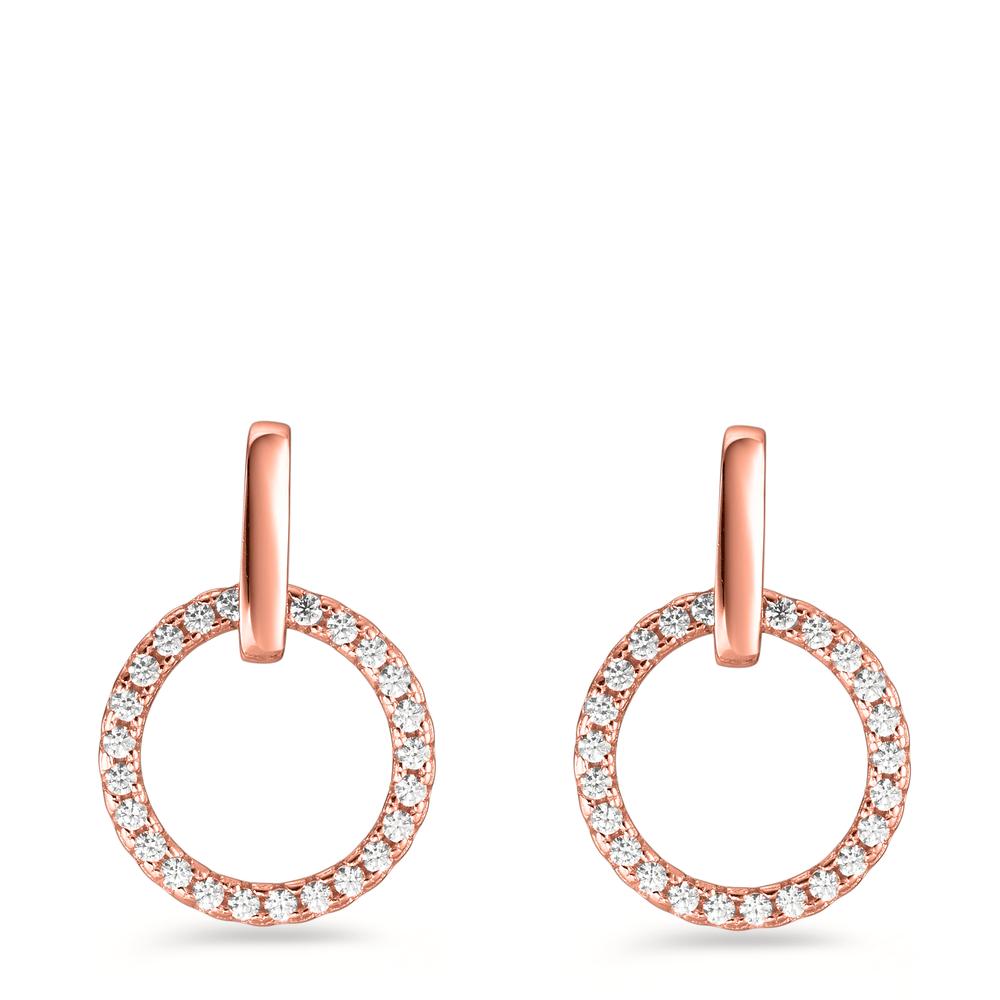 Pendientes Plata Circonita Rosa Dorado Ø13 mm