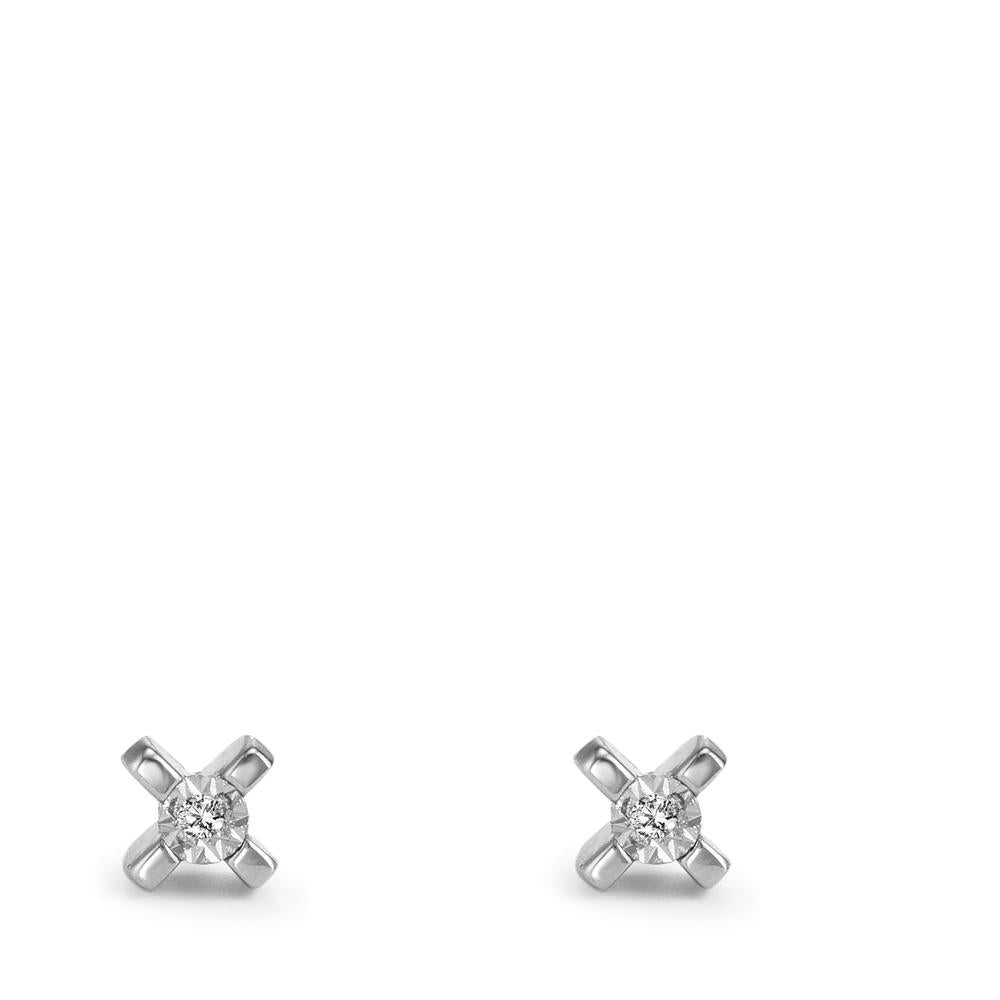 Pendientes 750/oro blanco de 18 quilates Diamante 0.01 ct, 2 piedras, w-si Ø3.5 mm