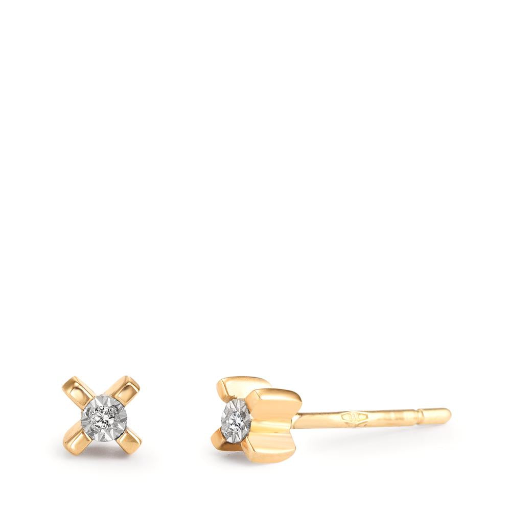 Pendientes 750/oro amarillo de 18 quilates Diamante 0.01 ct, 2 piedras, w-si Ø3.5 mm