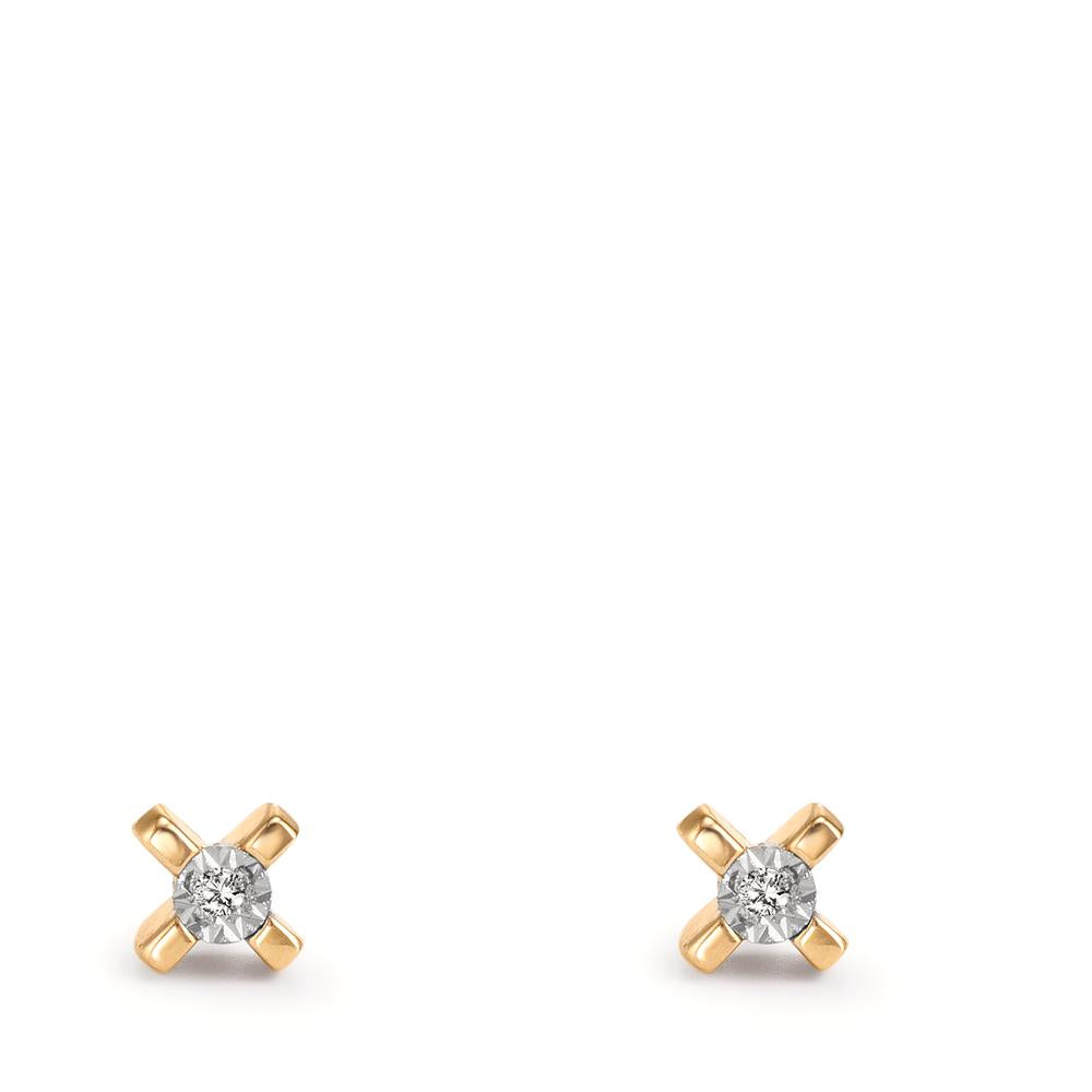 Pendientes 750/oro amarillo de 18 quilates Diamante 0.01 ct, 2 piedras, w-si Ø3.5 mm