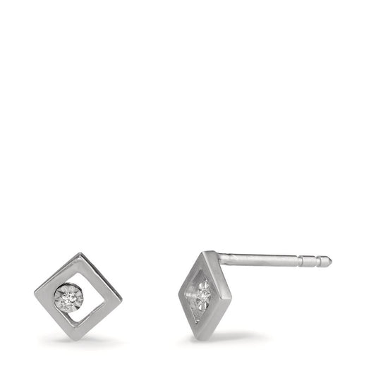 Pendientes 750/oro blanco de 18 quilates Diamante 0.01 ct, 2 piedras, w-si Ø4.8 mm