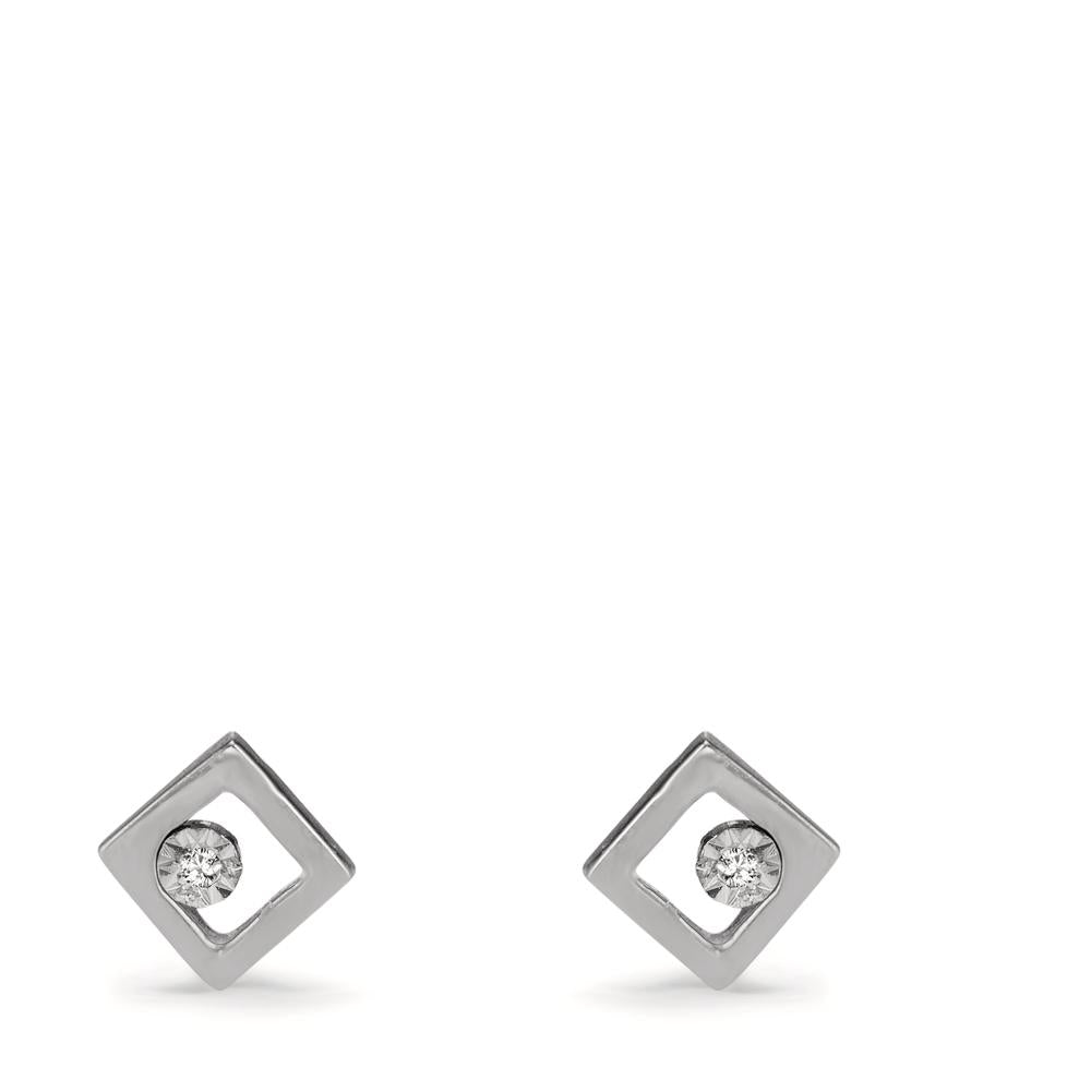 Pendientes 750/oro blanco de 18 quilates Diamante 0.01 ct, 2 piedras, w-si Ø4.8 mm