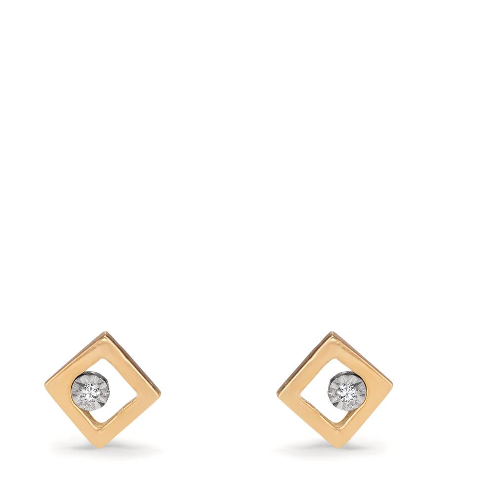 Pendientes 750/oro amarillo de 18 quilates Diamante 0.01 ct, 2 piedras, w-si Ø4.8 mm