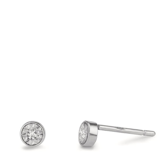 Pendientes 750/oro blanco de 18 quilates Diamante 0.03 ct, 2 piedras, w-si Ø4 mm