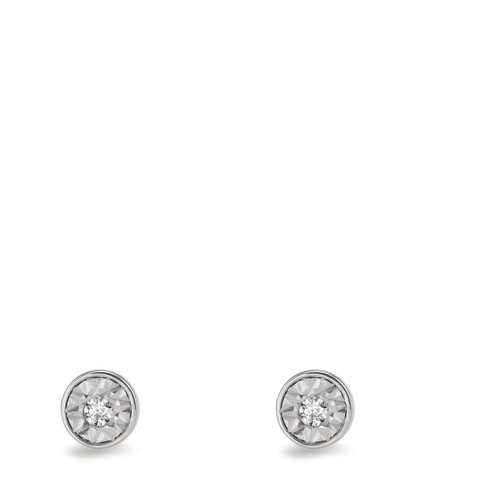 Pendientes 750/oro blanco de 18 quilates Diamante 0.03 ct, 2 piedras, w-si Ø4 mm