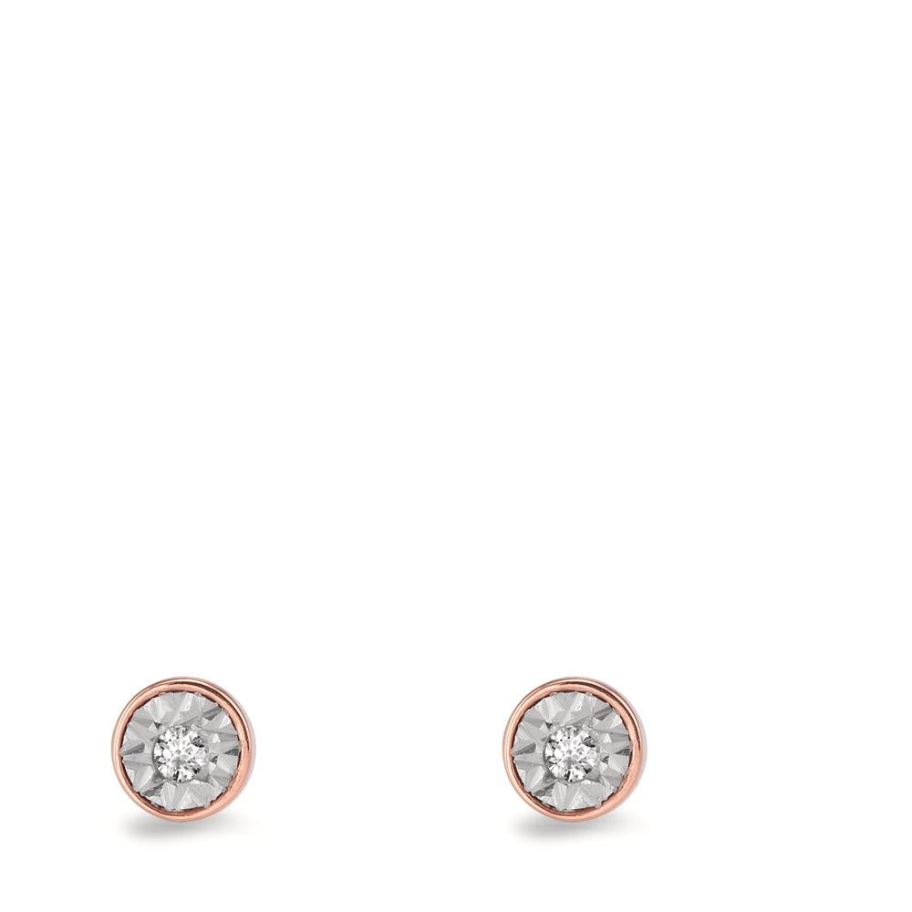 Pendientes 750/oro rojo de 18 quilates Diamante 0.03 ct, 2 piedras, w-si Ø4 mm