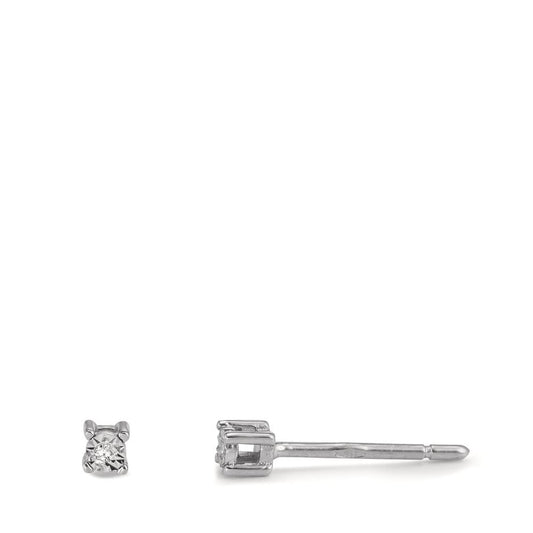 Pendientes 750/oro blanco de 18 quilates Diamante 0.02 ct, 2 piedras, w-si Ø2.5 mm