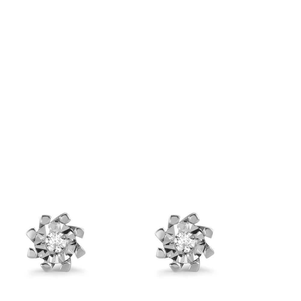 Pendientes 750/oro blanco de 18 quilates Diamante 0.05 ct, 2 piedras, w-si Ø5 mm