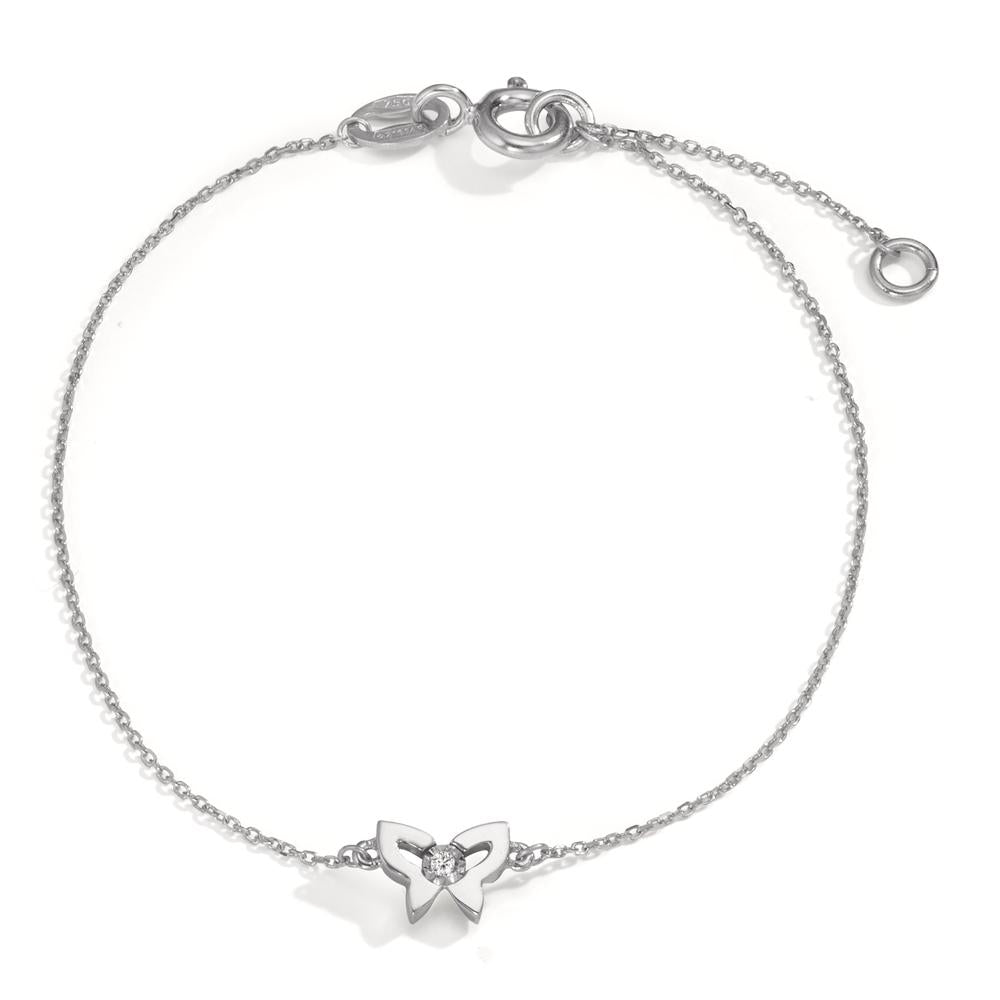 Pulsera 750/oro blanco de 18 quilates Diamante 0.005 ct, w-si Mariposa 14-16 cm