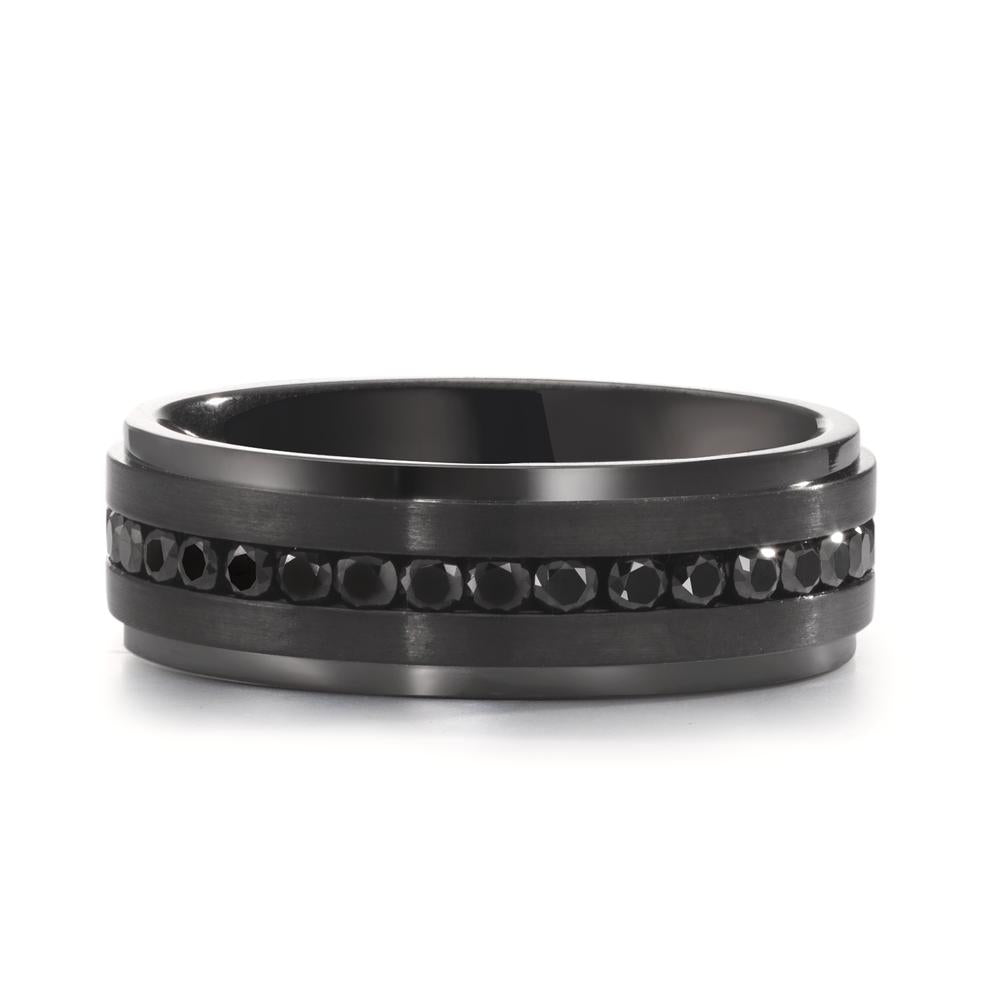 Anillo de dedo Acero inoxidable Circonita negro Negro Recubierto de IP