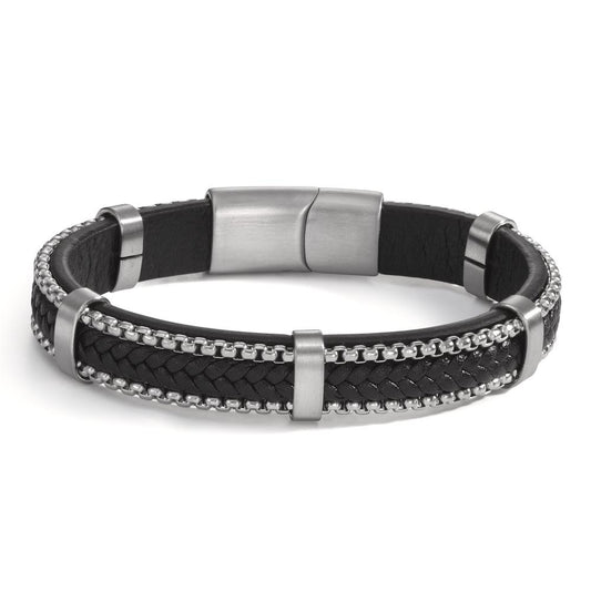 Pulsera Acero inoxidable, Cuero 21 cm