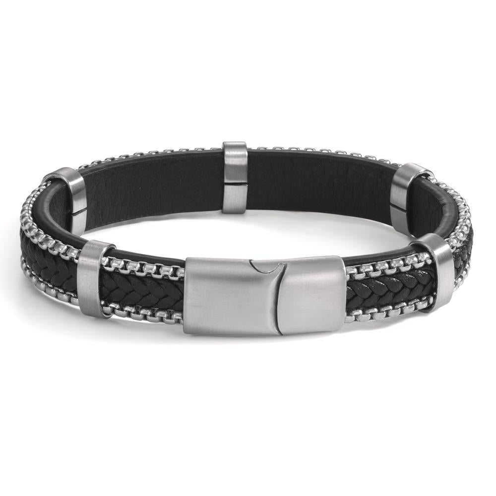 Pulsera Acero inoxidable, Cuero 21 cm