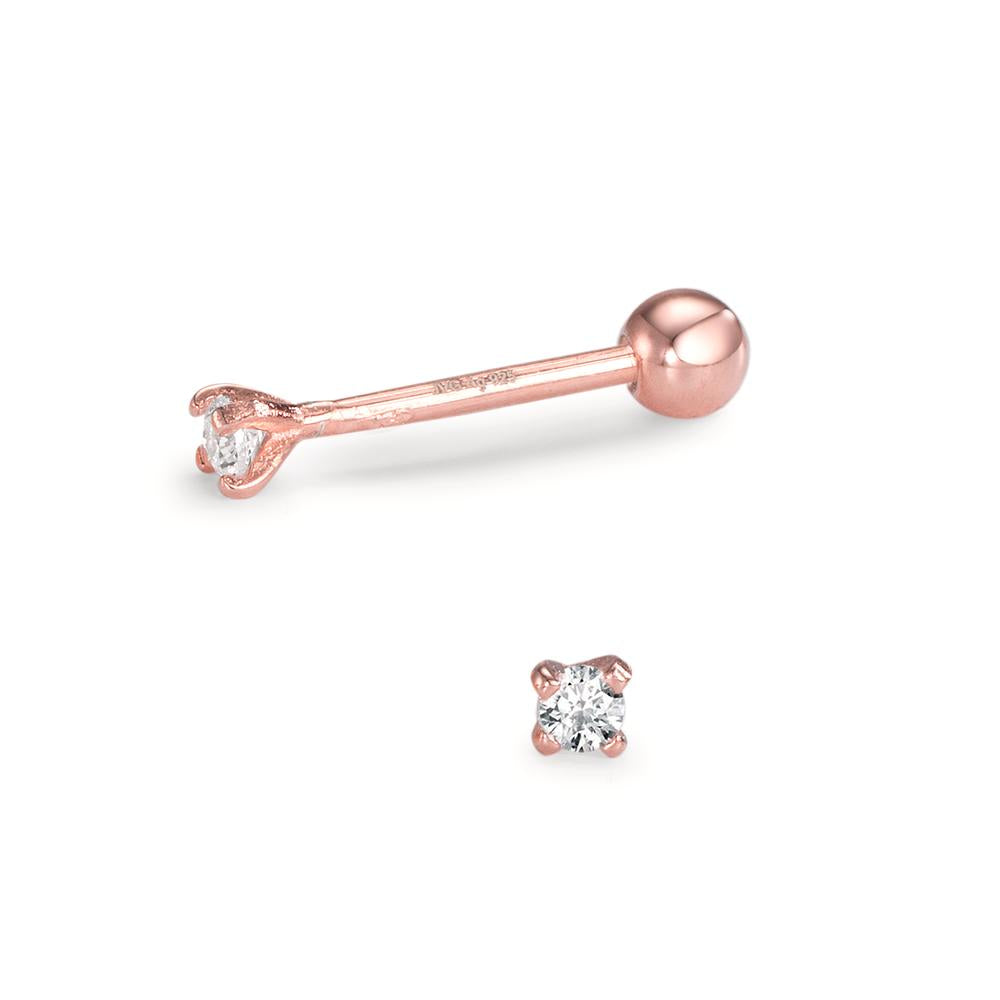 Piercing Plata Circonita 2 piedras Rosa Dorado Ø2.2 mm