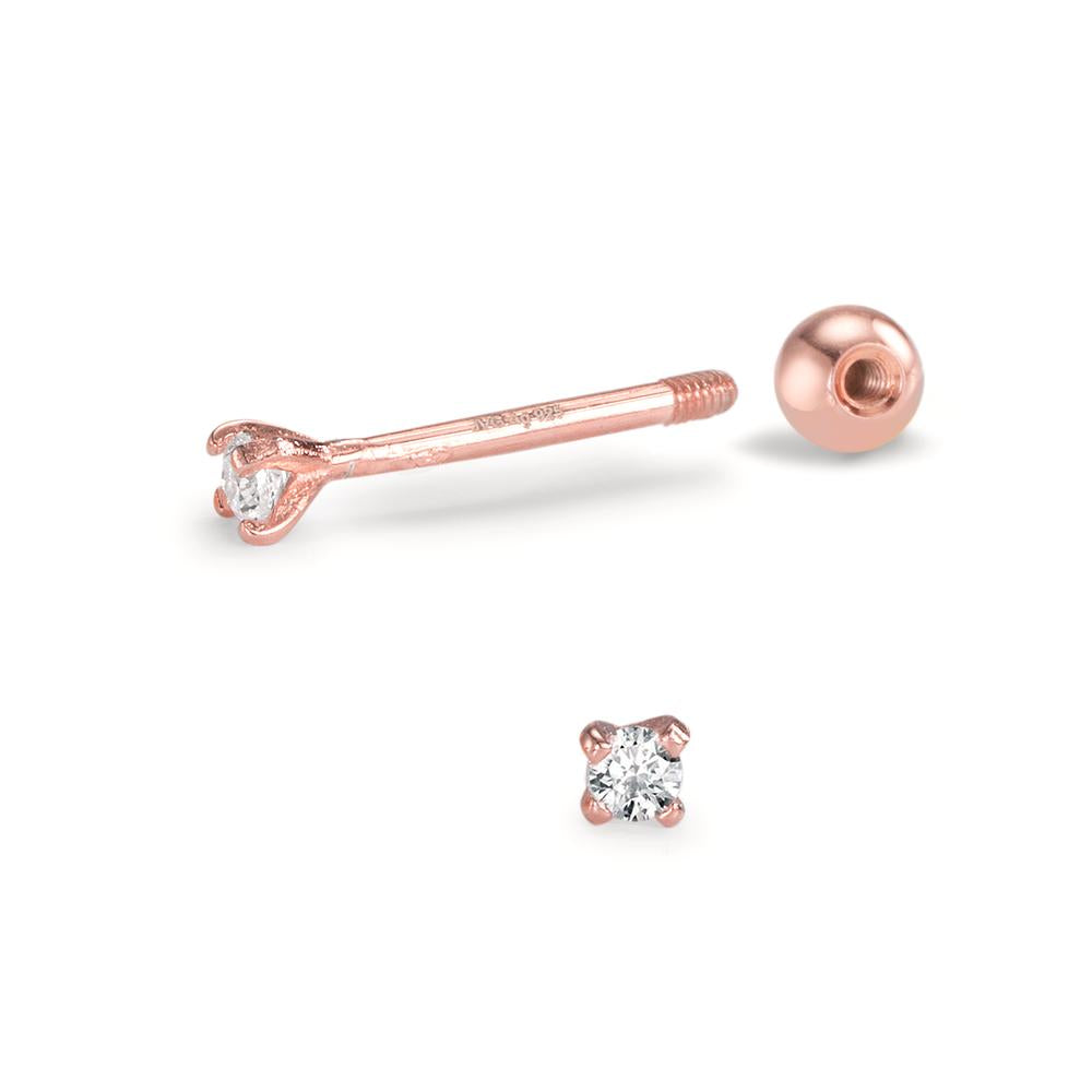 Piercing Plata Circonita 2 piedras Rosa Dorado Ø2.2 mm