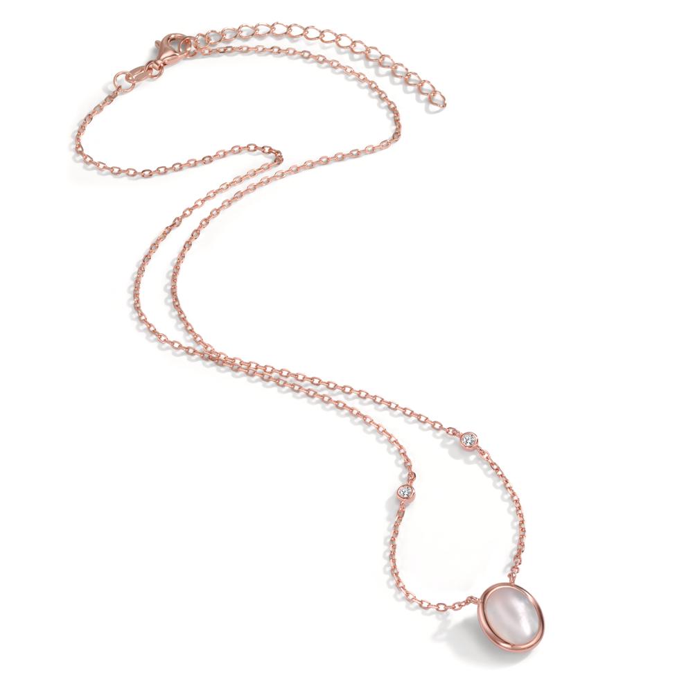 Collar Plata Circonita 2 piedras Rosa Dorado Madre perla 40-45 cm