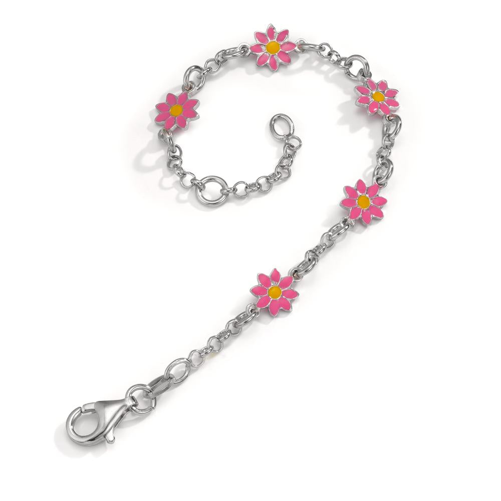 Pulsera Plata Rodio plateado Flor 14-16 cm Ø7 mm