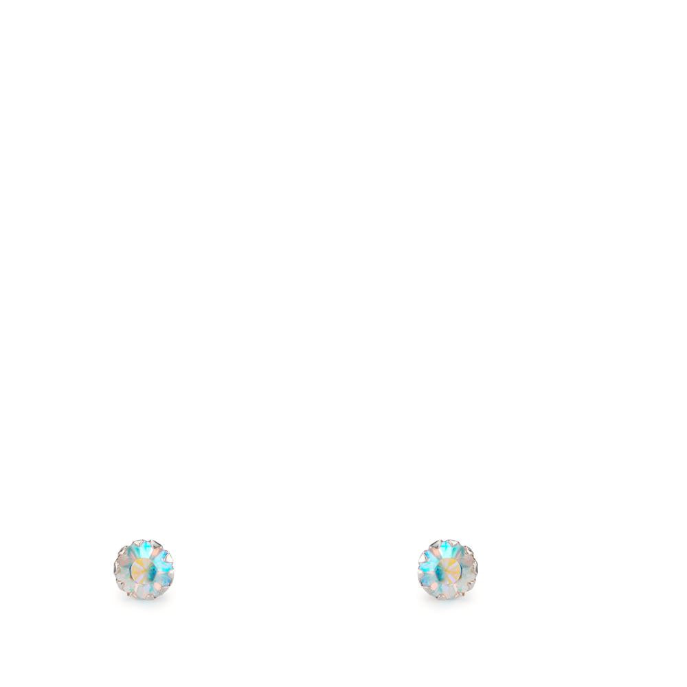 Pendientes Plata Circonita color del arcoiris, 2 piedras Ø2 mm