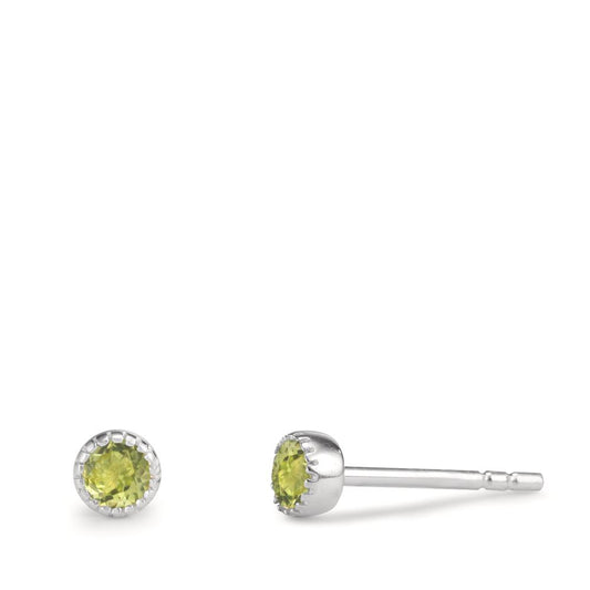 Pendientes Plata Peridoto 2 piedras Ø4 mm