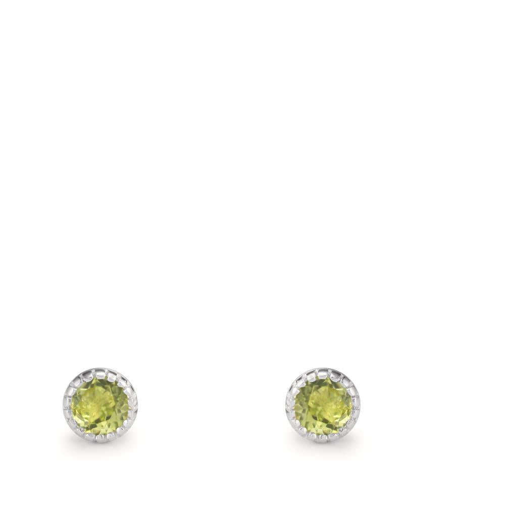 Pendientes Plata Peridoto 2 piedras Ø4 mm