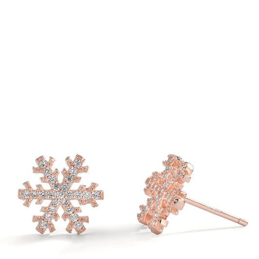 Pendientes Plata Rosa Dorado Copo de nieve Ø10 mm