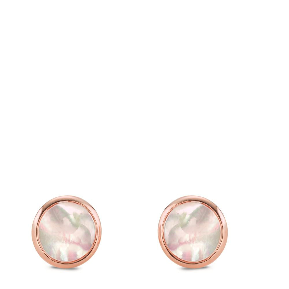 Pendientes Plata Rosa Dorado Madre perla Ø8 mm