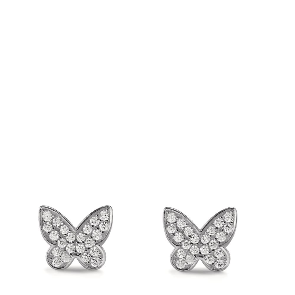 Pendientes Plata Circonita Rodio plateado Mariposa Ø7 mm