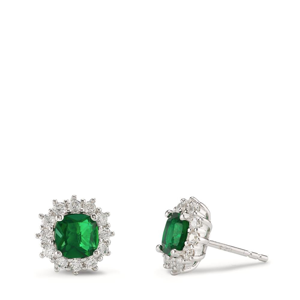 Pendientes Plata Circonita verde, 26 piedras Rodio plateado Ø10.5 mm